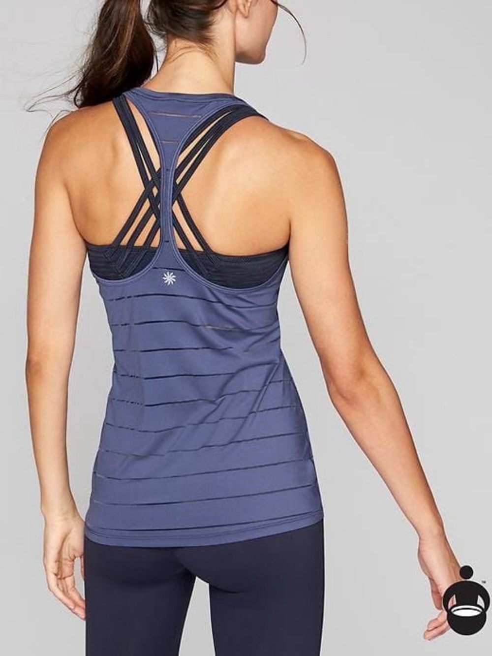 Athleta Stripe Mesh High-Neck Chi Tank